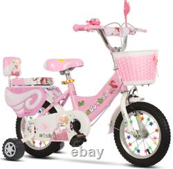 12/14/16inch Kids Bike Children Girls Pink Bicycle Cycling Removable Stabilisers