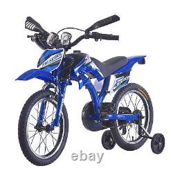 12/16 inch Kids Bike Moto Style Children Boys Blue Bicycle Cycling withStabilisers