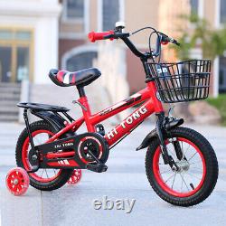 12 Inch Kids Bike Adjustable Seat Children Bicycle with Basket For Boy Girl V4P6