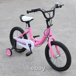 16 Kids Bike Girls Boys Children Bicycle with Training Wheels Pink/YellowithGreen