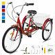 20/24/26'' 7 Speed Adult Tricycle 3-wheel Trike Cruiser Bike With Shopping Basket