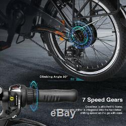 20'' 250W Folding Electric Bike E-bike City Bicycle 25km/h 7 Speeds 36V 10Ah LED