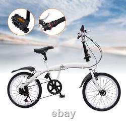 20 Adult Folding Bike 7 speed white V-brake Heavy Duty Folding Bicycle Commuter