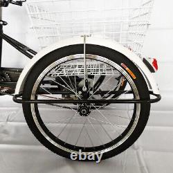20 Adult Tricycle 3 Wheel Bicycle Single Speed Bike Black with Shopping Basket