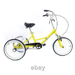 20 Adult Tricycle 3 Wheel Single Speed Folding Bicycle Bike Trike with Basket