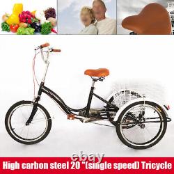 20 Adult Tricycle Single Speed Bike 3 Wheel Bicycle Trike with Shopping Basket