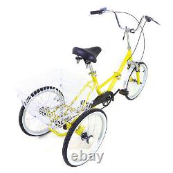 20 INCH Adult Tricycle Single Speed 3 Wheel Bike Adult Folding Trike with Basket