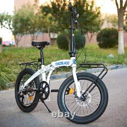 20 Inch Wheels Bike Folding Bicycle 7-Speed Variable City Bike Front&Rear Rack
