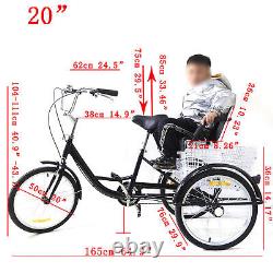 20 Trike Tricycle 3-Wheel Bike Bicycle With Folding Back Basket+Child Seat