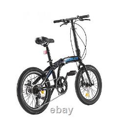 20'' Wheel Unisex Folding Bike 7 Speed Disc Brakes Foldable City Bicycle Gifts