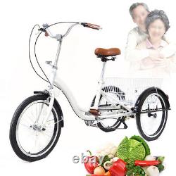 20 inch Bike Adult Tricycle Single speed 3-Wheel Bike Bicycle Trike with Basket