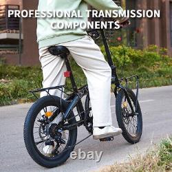 20 inch Folding Bicycle Bike Adults 7-Speed Variable Bike with Front&Rear Rack
