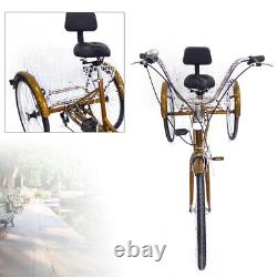 24 6Speed Adult Tricycle 3-Wheel Trike Cruiser Bicycle withBasket for Shopping