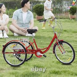 24 6 Speed Adult Tricycle 3 Wheels Bicycle Bike For Senior Shopping Trike Hot