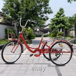 24 6 Speed Adult Tricycle 3 Wheels Bicycle Bike For Senior Shopping Trike Hot