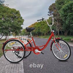 24 6 Speed Adult Tricycle 3 Wheels Bicycle Bike For Senior Shopping Trike Hot