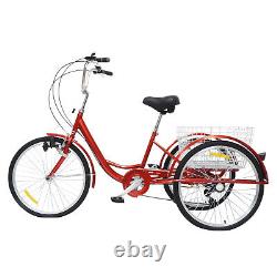 24 6 Speed Adult Tricycle 3 Wheels Bicycle Bike For Senior Shopping Trike Hot