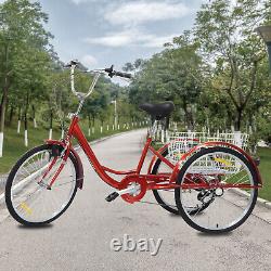 24 6 Speed Adult Tricycle 3 Wheels Bicycle Bike For Senior Shopping Trike Hot