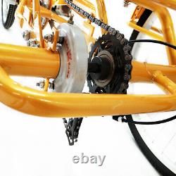 24 6-speed Adult Tricycle 3 wheel Yellow Bicycle Trike Bike with Basket & Lamp