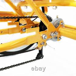 24 6-speed Adult Tricycle 3 wheel Yellow Bicycle Trike Bike with Basket & Lamp