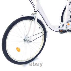 24 Adult Bicycle 6-speed Trike Bike Cruise With Basket 3 Wheel Tricycle Cycling