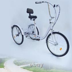 24 Adult Bicycle 6-speed Trike Bike Cruise With Basket 3 Wheel Tricycle Cycling