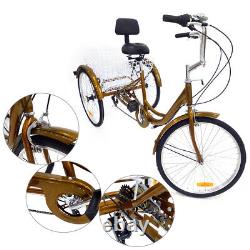 24 Adult Tricycle 3 Wheel Trike Bike Bicycle Wheel 6Speed Trike Cruise withBasket