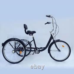 24 Adult Tricycle 6-Speed 3-Wheel Trike Bicycle Bike Cruise + Basket Shopping