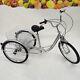 24 Adult Tricycle 6-speed Bicycle Bike Trike Cruise 3 Wheel +basket+lamp Silver