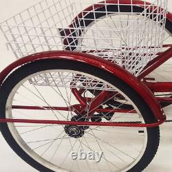 24 Adult Tricycle 6 Speeds 3 Wheel Bike Cruise Trike Bicycle With Shopping Basket