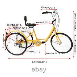 24 Adult Tricycle Bicycle 6 Speed 3 Wheels Seniors Shopping Bike with Backrest UK