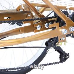 24 Adult Tricycle Bike 3Wheel Bike 6 Speed Cruiser Trike Bicycle Cycling Basket