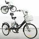 24 Folding Adult Tricycle 3-wheel Bike 7 Speed Cruiser Trike Bicycle With Basket