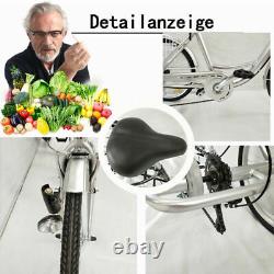 24 Inch Adult Tricycle 6-Speed Bicycle Bike Trike Cruise 3 Wheel+Basket+Lamp NEW