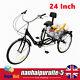 24 Inch Folding Adult Tricycle 3-wheel Bike 7 Speed Trike Bike Bicycle + Basket