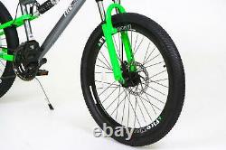24 LIT Boys Kids BIKE FireCloud DISC Bicycle in GREEN (Dual Sus) Clearance