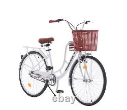 26Inch Adult Bike City Bikes Ladie Women Bicycle Vintage with Basket Cycle New