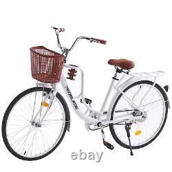 26Inch Adult Bike City Bikes Ladie Women Bicycle Vintage with Basket Cycle New