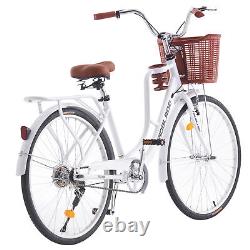 26Inch Adult Bike City Bikes Ladie Women Bicycle Vintage with Basket Cycle New