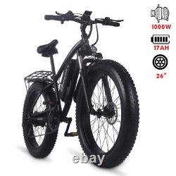 26 Electric Bicycle Mountain bike 1000W Fat Tire Ebike 48V 17AH 40km/h Moped