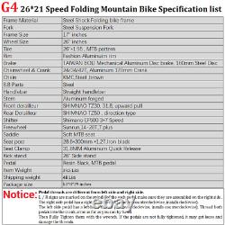 26 Folding Mountain Bike Full Suspension Bicycle Men or Women 21 SP Disc Brake