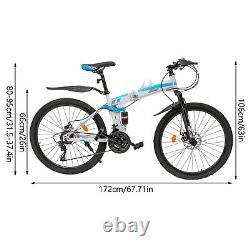 26 Folding Mountain Bike Men Bikes MTB Bicycle School Dual Disc Brake 21 Speed