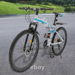 26 Folding Mountain Bike Men Bikes MTB Bicycle School Dual Disc Brake 21 Speed