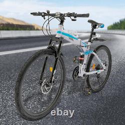 26 Folding Mountain Bike Men Bikes MTB Bicycle School Dual Disc Brake 21 Speed