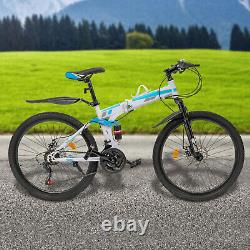 26 Folding Mountain Bike Men Bikes MTB Bicycle School Dual Disc Brake 21 Speed