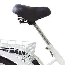 26 Inch Six Speeds Trike Bicycle Anti-Skid Pedals White Adult Tricycle With Basket