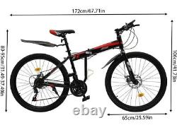 26 Mountain Bike 21 Speed Folding Mountain Bike Foldable Bicycle Disc Brake MTB