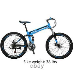 26'' Mountain Bike Folding Bicycle for Men and Women Full Suspension 17in Frame
