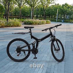 26 in Folding Mountain Bike 21-Speed MTB Bicycle Full Suspension Disc Brake Bike