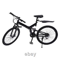 26 in Folding Mountain Bike 21-Speed MTB Bicycle Full Suspension Disc Brake Bike